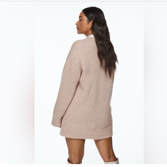 H&M Pale Pink Glittery Fuzzy Long Sleeve Sweater Dress Large L for Women - Picture 2 of 16